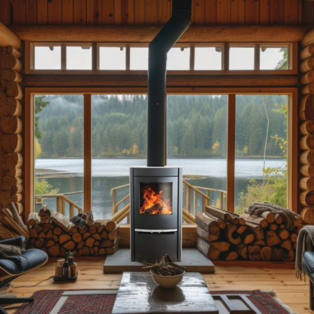 Poêle à bois IS5LR 5 kW – Chauffe 125 m² | Compact & performant